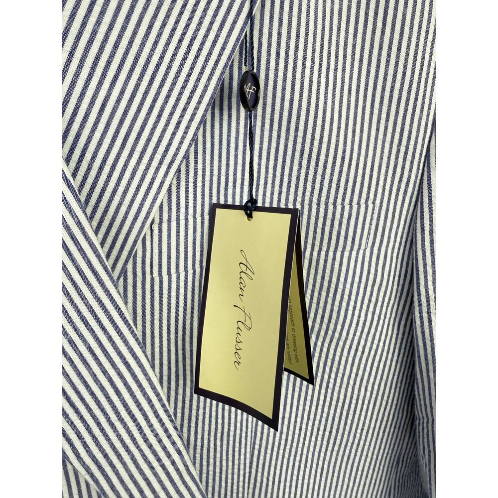 Alan Flusser Blue White Stripe Blazer 44 Reg NEW Seersucker Cotton Jacket NWT - Picture 3 of 9